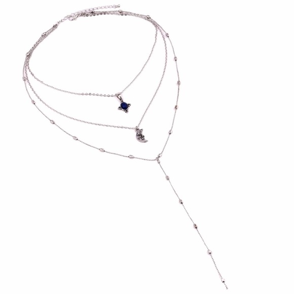 New Layered Silver Moon Necklace - Picture 3 of 5